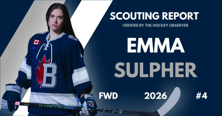 Emma Sulpher hockey scouting report feature image for The Hockey Observer.